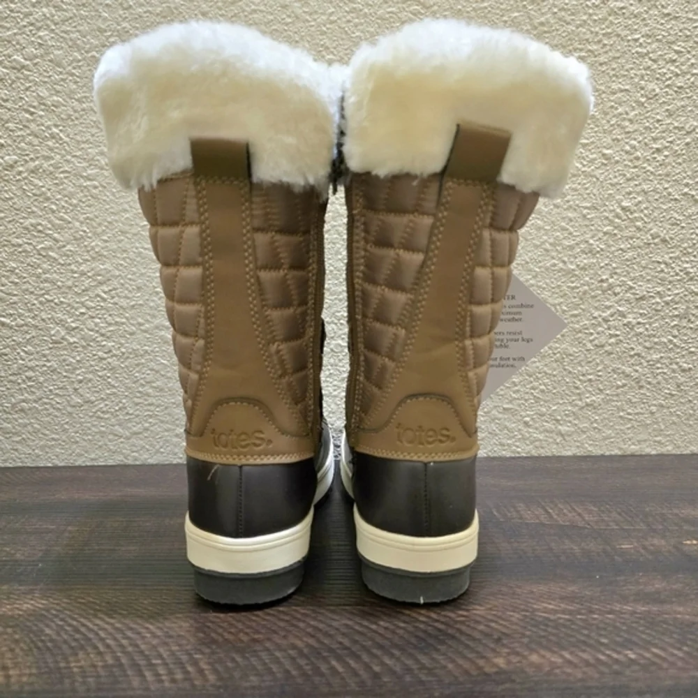 Totes Girl's Winter‎ Tall Snow Boots Toffee Brown NWT Size 1 Youth